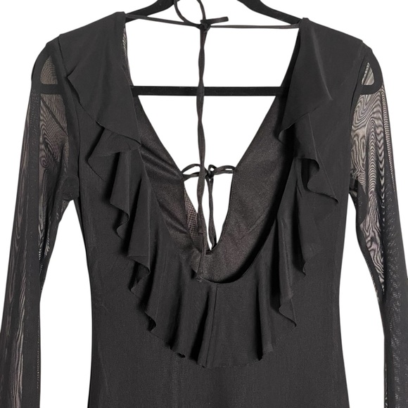 Princess Polly Maskell Long Sleeve Maxi Dress Black Sheer — Size 4 - Picture 6 of 14